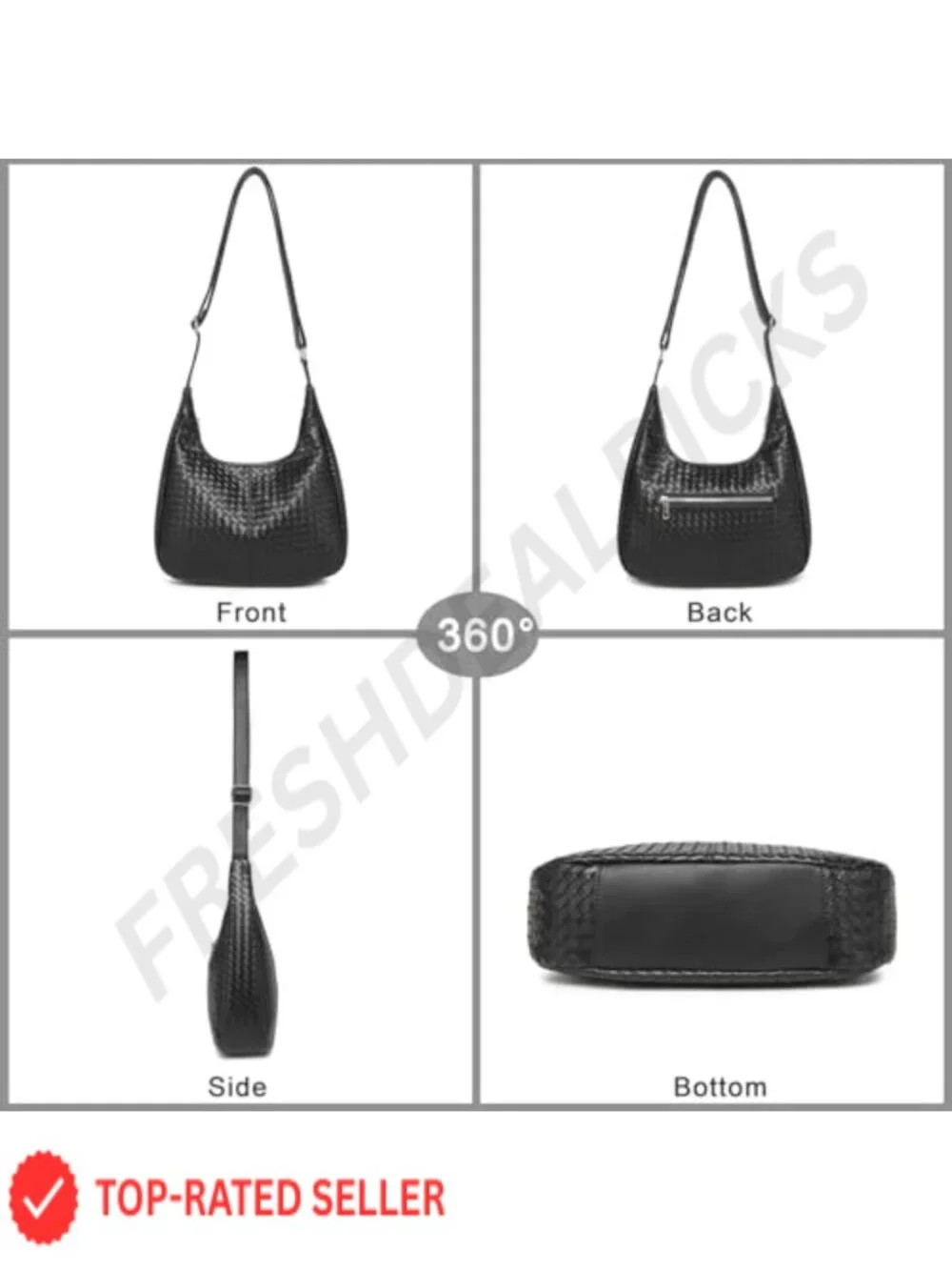 Woven Hobo Bag for Women Faux Leather Crossbody Shoulder Purse Travel